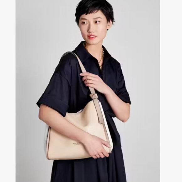 Kate Spade Knott Large Shoulder Bag Colorblock Warm Stone Quiet Luxary - Picture 2 of 9